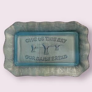Vintage Blue Glass Bread Tray
